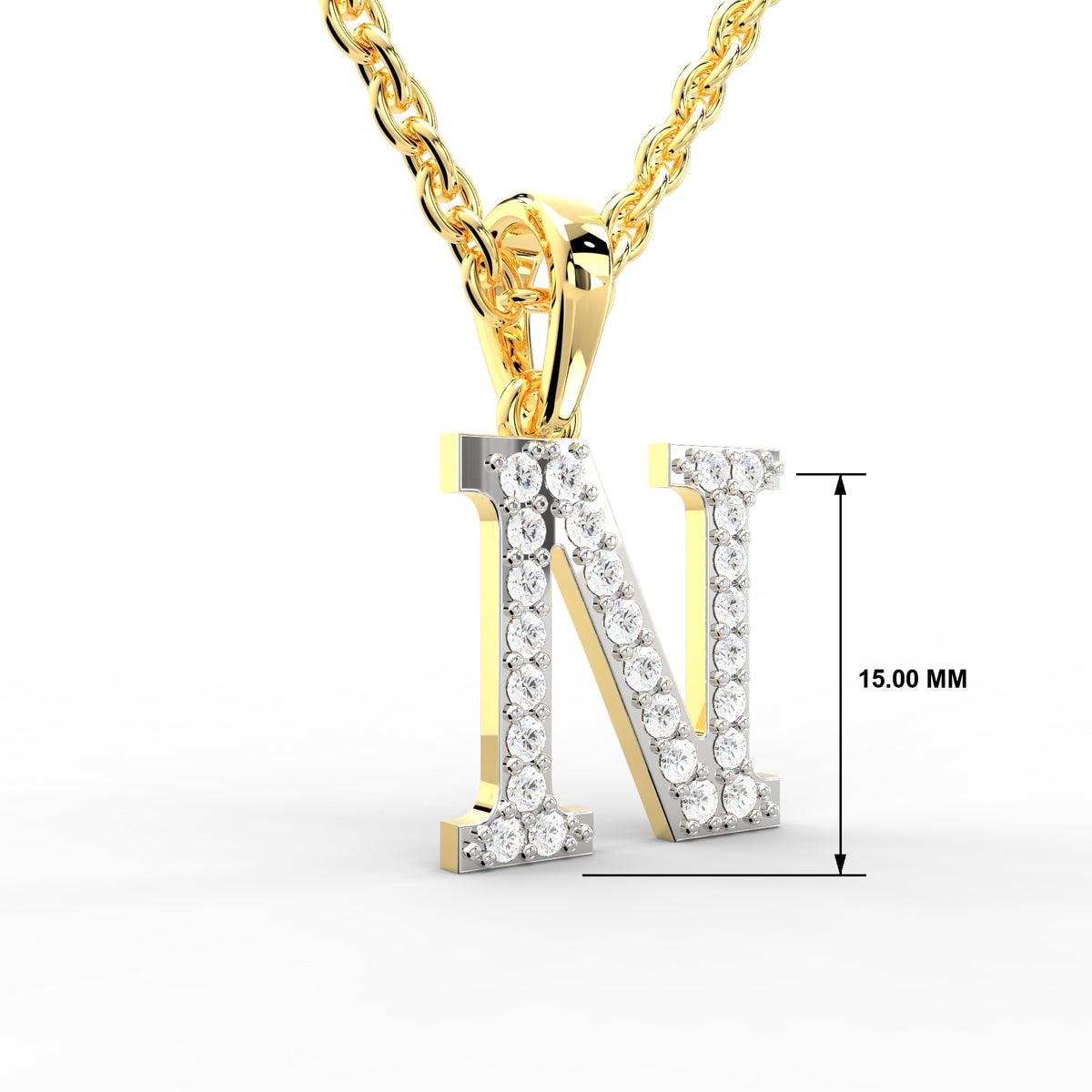 SPARQ Initial N Lab Grown Diamond Yellow Gold Plated Pendant