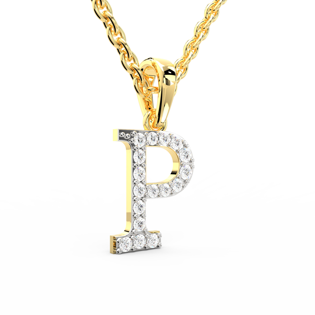 SPARQ Initial P Lab Grown Diamond Yellow Gold Plated Pendant