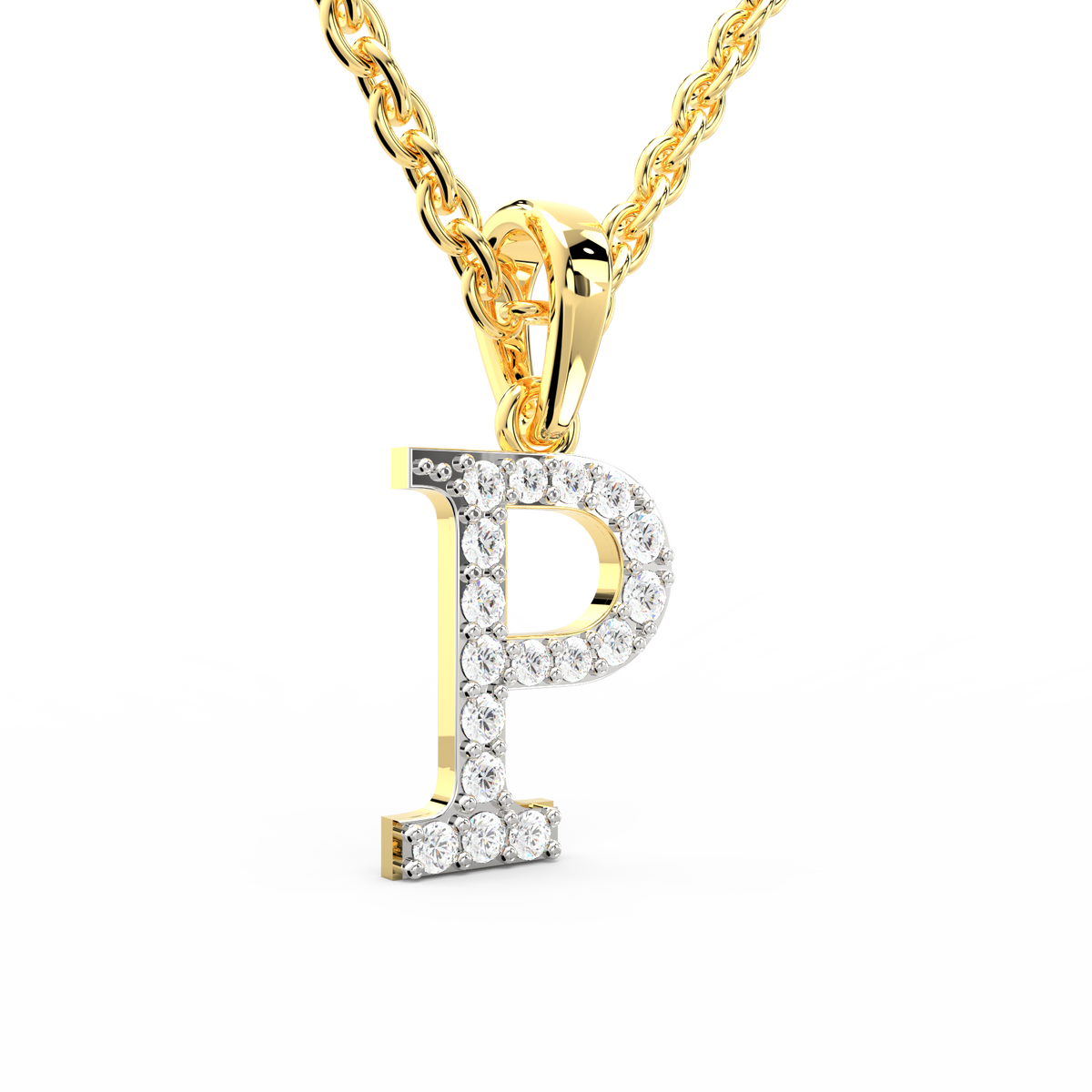 SPARQ Initial P Lab Grown Diamond Yellow Gold Plated Pendant