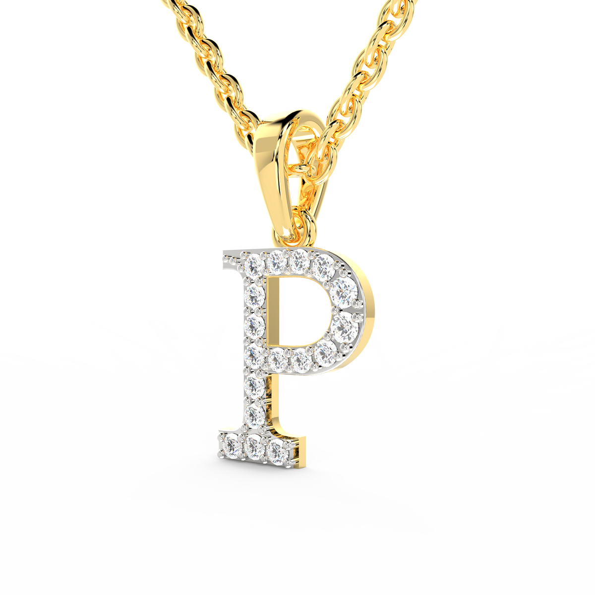 SPARQ Initial P Lab Grown Diamond Yellow Gold Plated Pendant