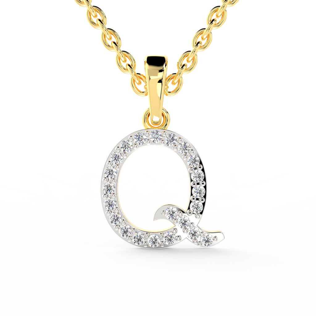 SPARQ Initial Q Lab Grown Diamond Yellow Gold Plated Pendant