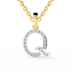 SPARQ Initial Q Lab Grown Diamond Yellow Gold Plated Pendant