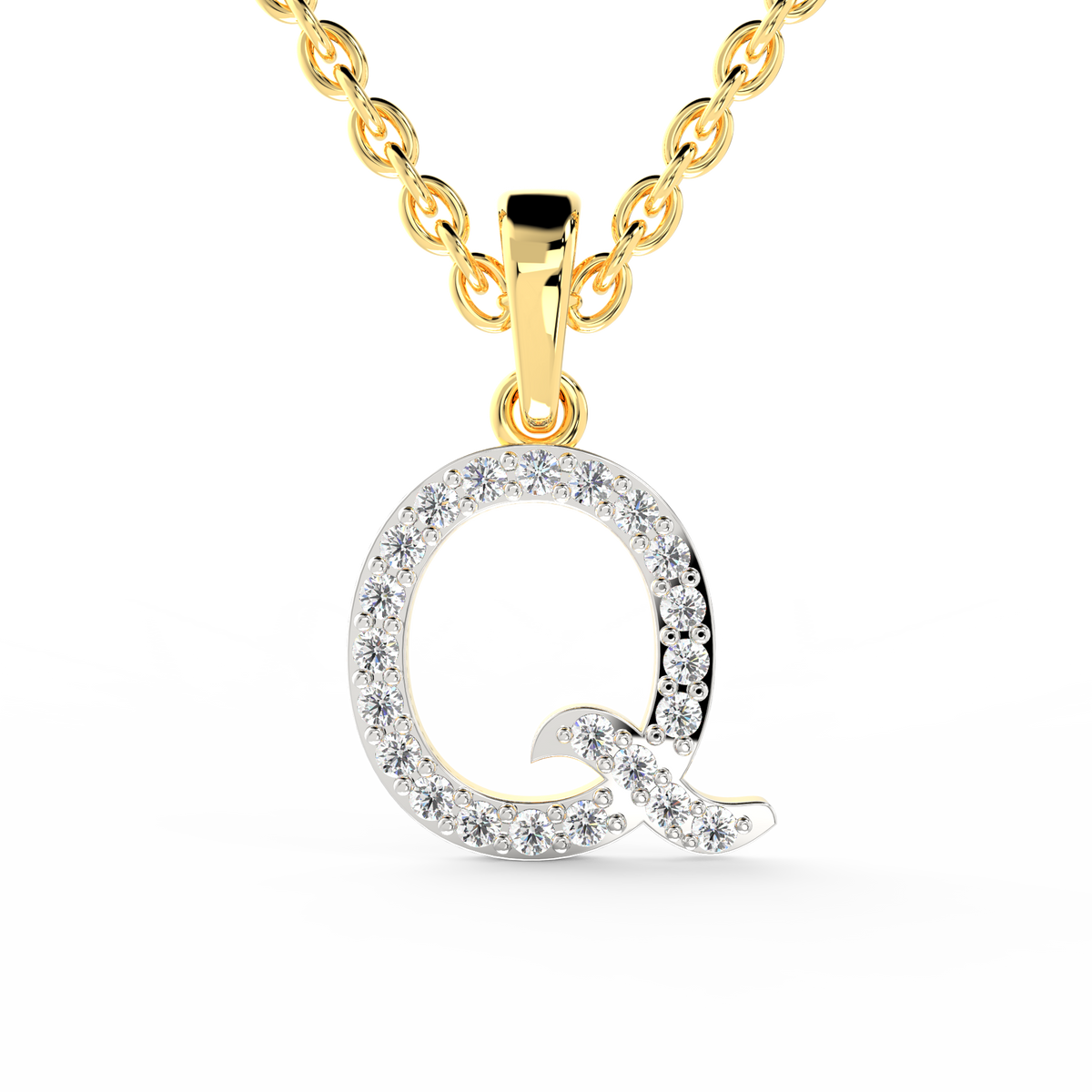 SPARQ Initial Q Lab Grown Diamond Yellow Gold Plated Pendant