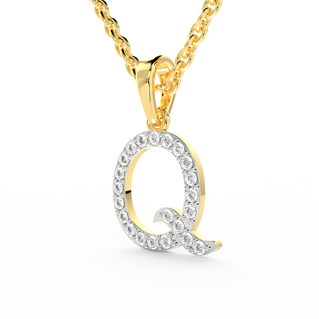 SPARQ Initial Q Lab Grown Diamond Yellow Gold Plated Pendant