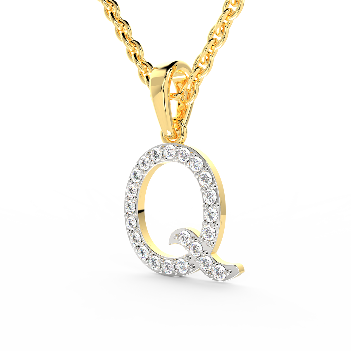 SPARQ Initial Q Lab Grown Diamond Yellow Gold Plated Pendant