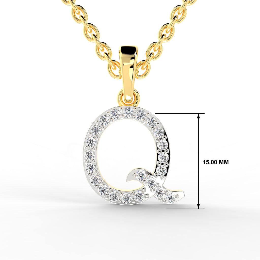SPARQ Initial Q Lab Grown Diamond Yellow Gold Plated Pendant
