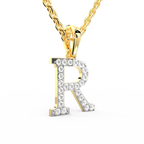 SPARQ Initial R Lab Grown Diamond Yellow Gold Plated Pendant
