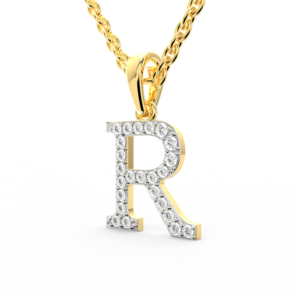 SPARQ Initial R Lab Grown Diamond Yellow Gold Plated Pendant