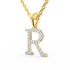 SPARQ Initial R Lab Grown Diamond Yellow Gold Plated Pendant