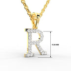 SPARQ Initial R Lab Grown Diamond Yellow Gold Plated Pendant