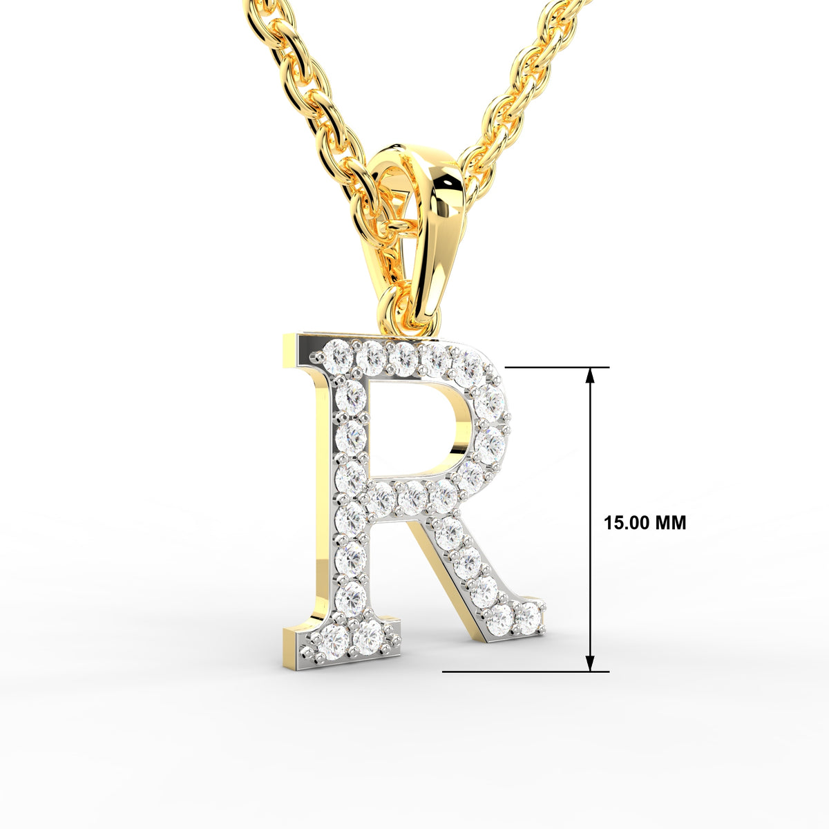 SPARQ Initial R Lab Grown Diamond Yellow Gold Plated Pendant