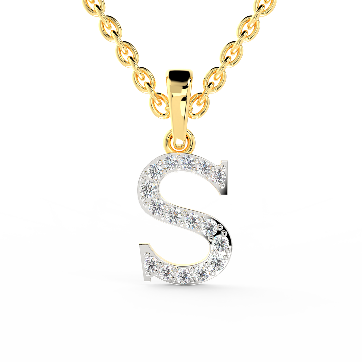 SPARQ Initial S Lab Grown Diamond Yellow Gold Plated Pendant