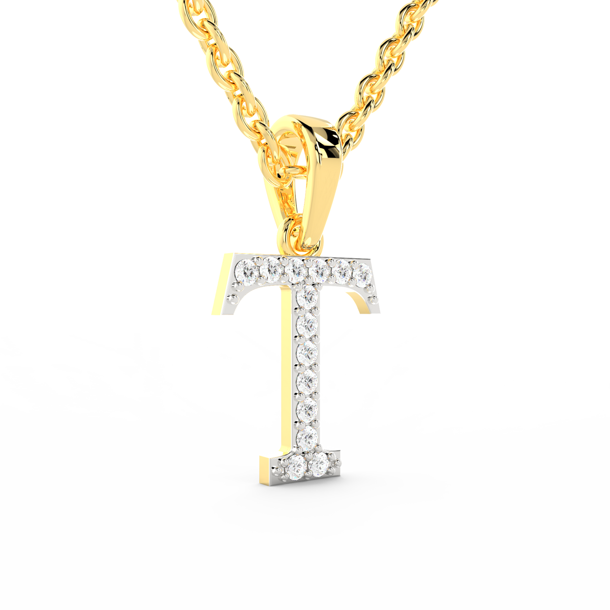 SPARQ Initial T Lab Grown Diamond Yellow Gold Plated Pendant