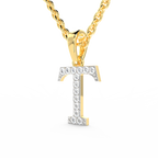 SPARQ Initial T Lab Grown Diamond Yellow Gold Plated Pendant