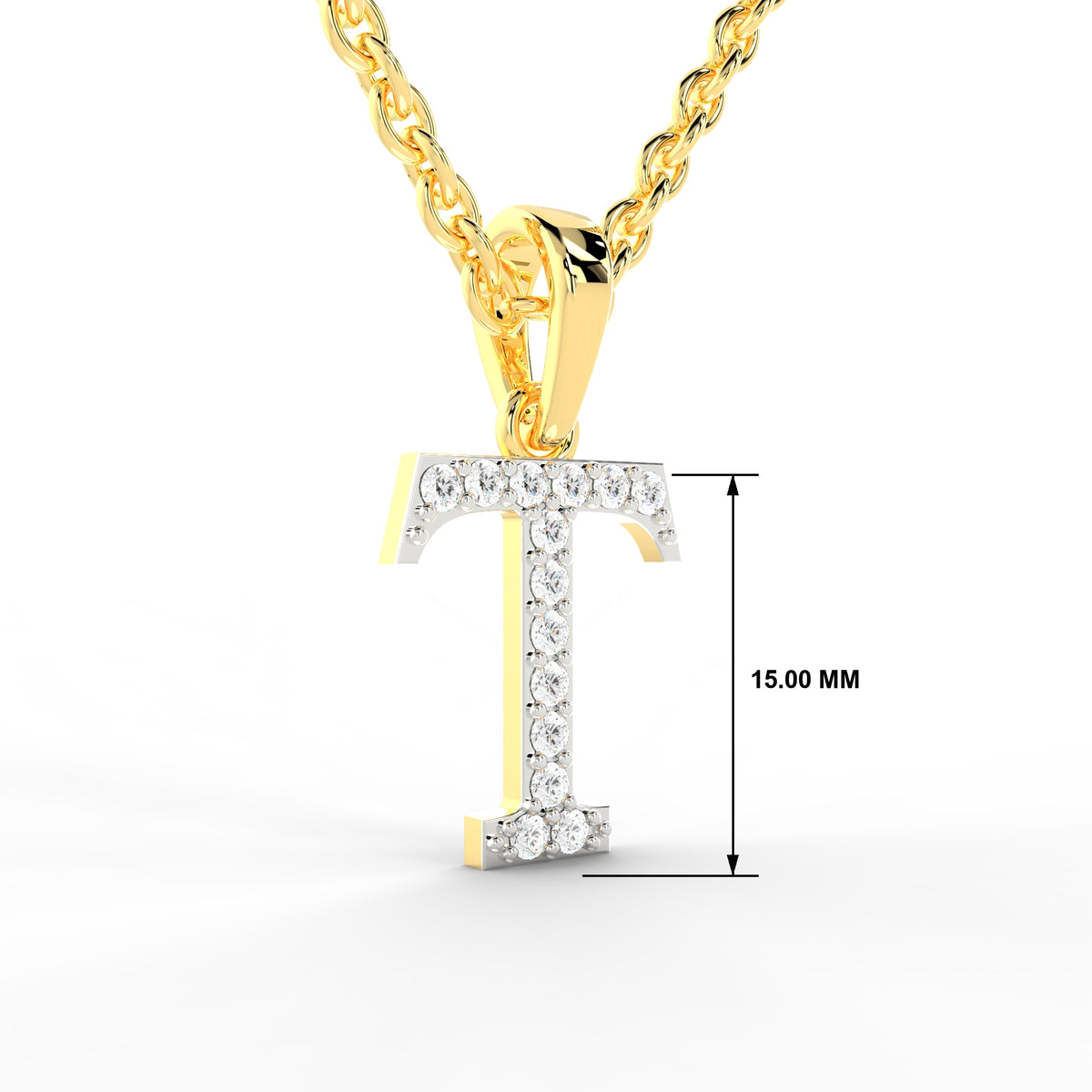 SPARQ Initial T Lab Grown Diamond Yellow Gold Plated Pendant