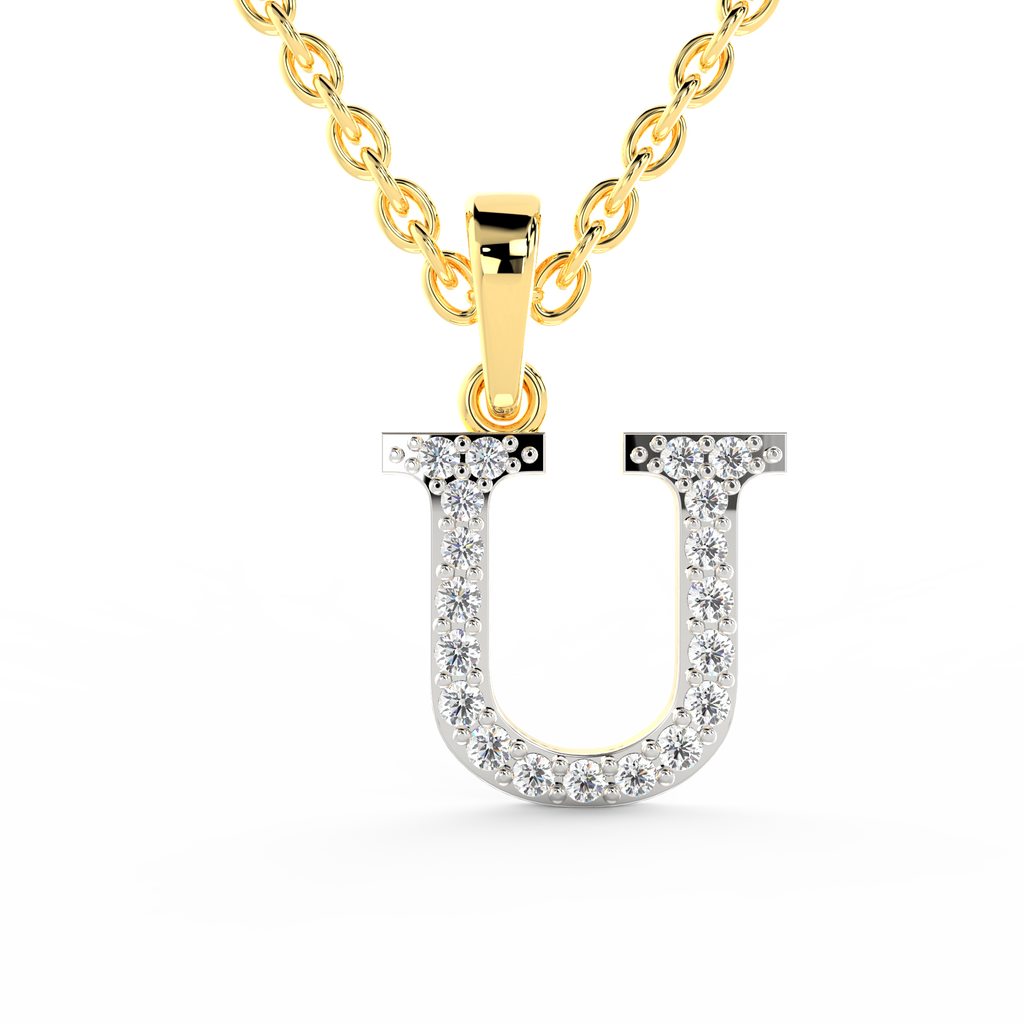SPARQ Initial U Lab Grown Diamond Yellow Gold Plated Pendant