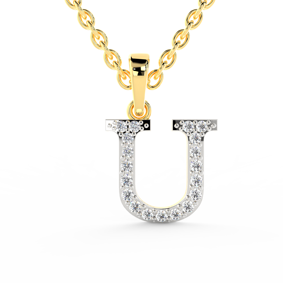SPARQ Initial U Lab Grown Diamond Yellow Gold Plated Pendant