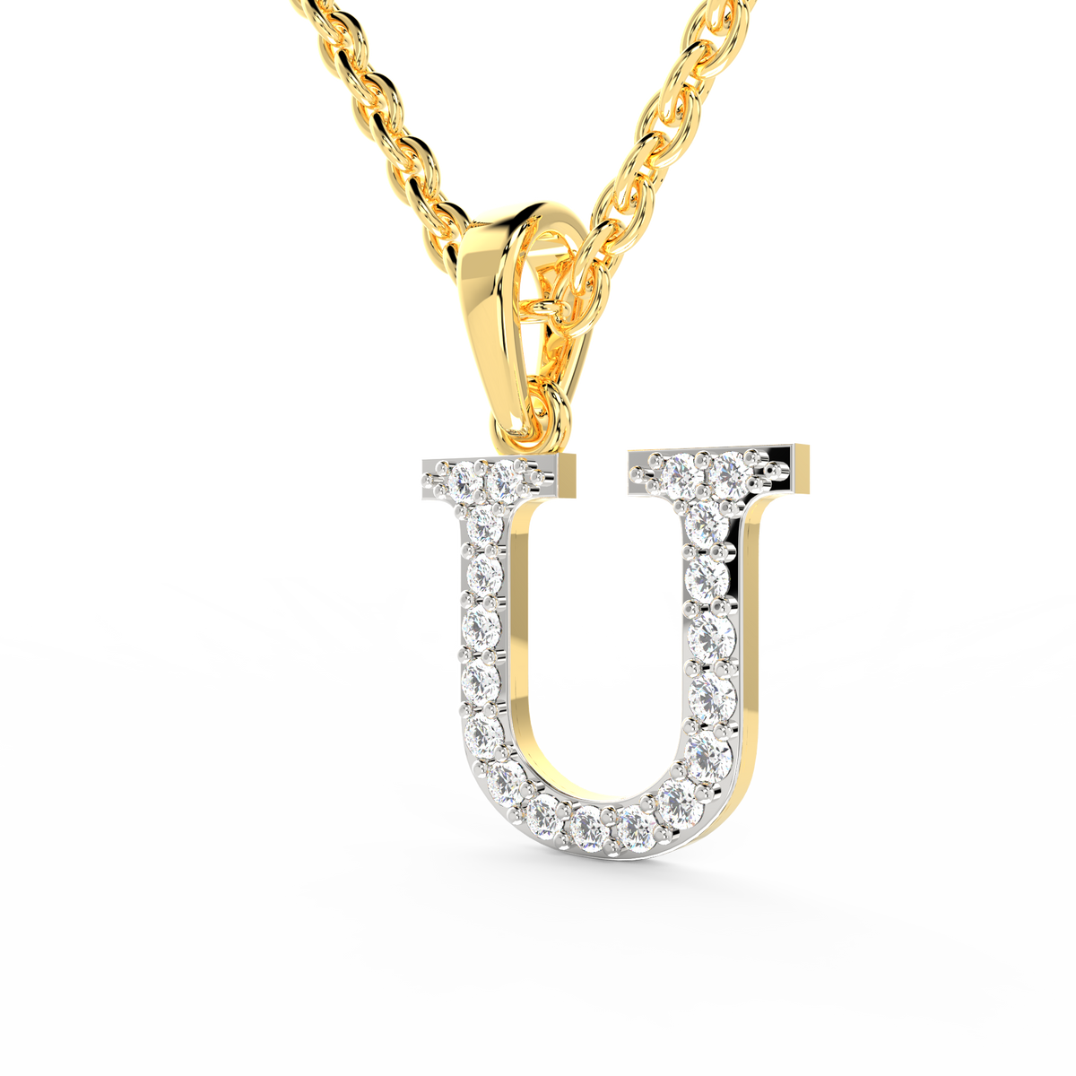 SPARQ Initial U Lab Grown Diamond Yellow Gold Plated Pendant