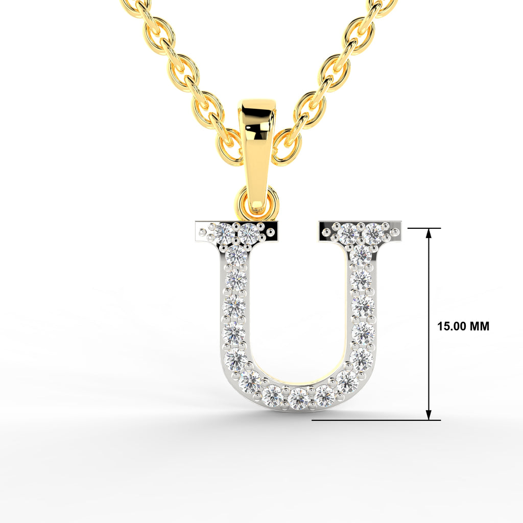 SPARQ Initial U Lab Grown Diamond Yellow Gold Plated Pendant