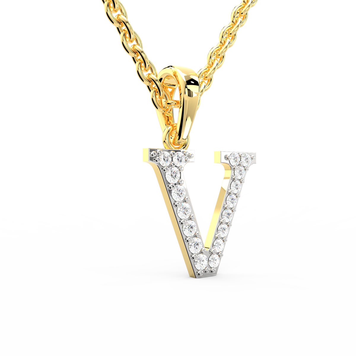 SPARQ Initial V Lab Grown Diamond Yellow Gold Plated Pendant