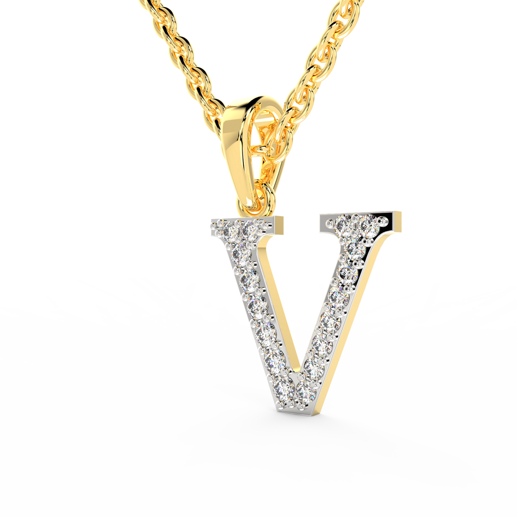 SPARQ Initial V Lab Grown Diamond Yellow Gold Plated Pendant