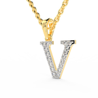 SPARQ Initial V Lab Grown Diamond Yellow Gold Plated Pendant