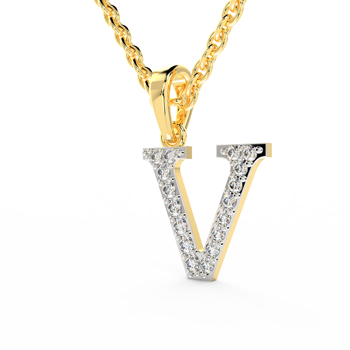 SPARQ Initial V Lab Grown Diamond Yellow Gold Plated Pendant