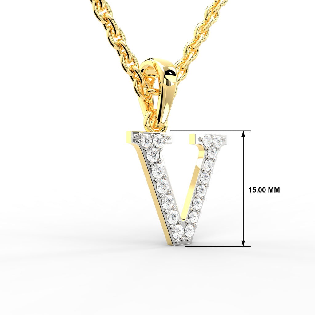 SPARQ Initial V Lab Grown Diamond Yellow Gold Plated Pendant