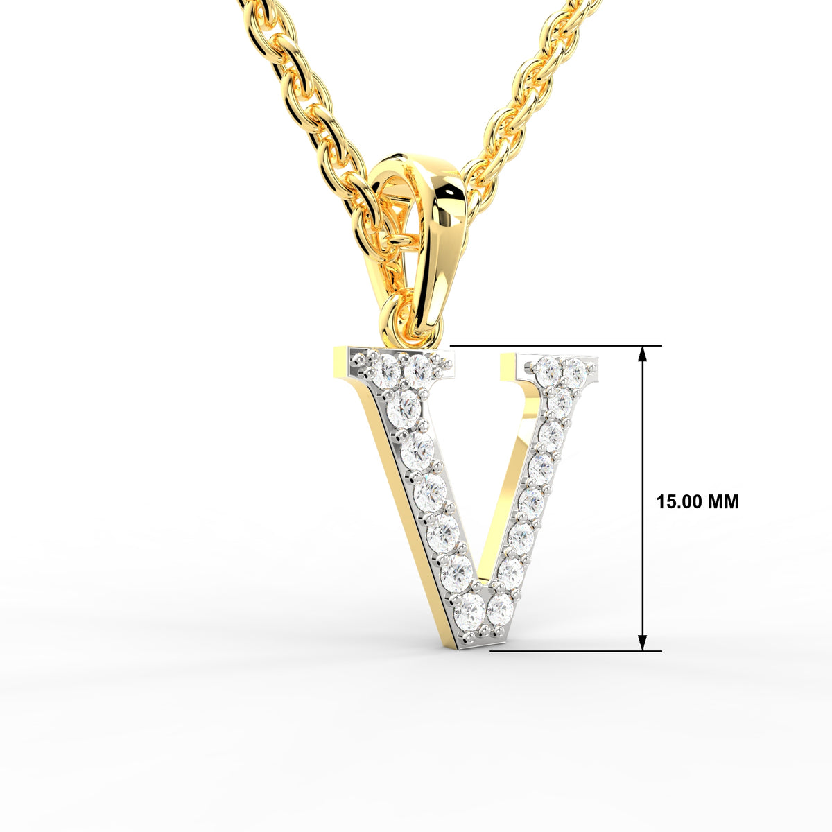 SPARQ Initial V Lab Grown Diamond Yellow Gold Plated Pendant