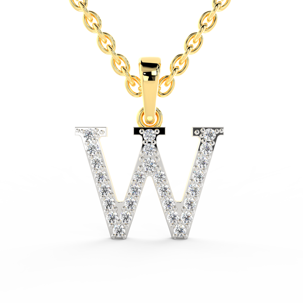 SPARQ Initial W Lab Grown Diamond Yellow Gold Plated Pendant