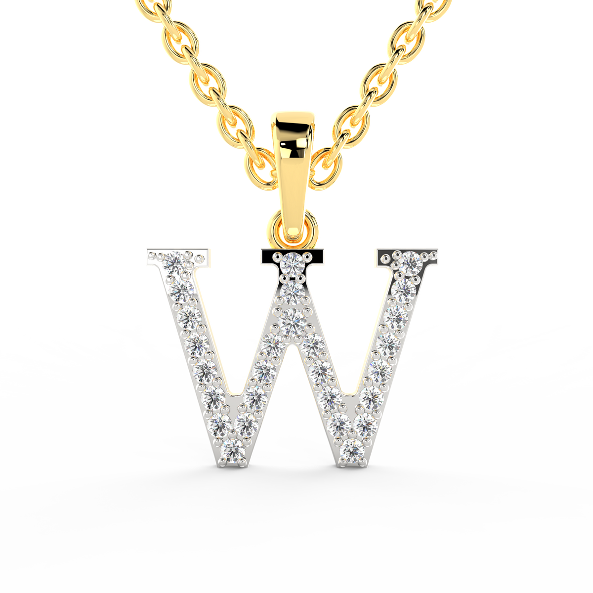 SPARQ Initial W Lab Grown Diamond Yellow Gold Plated Pendant