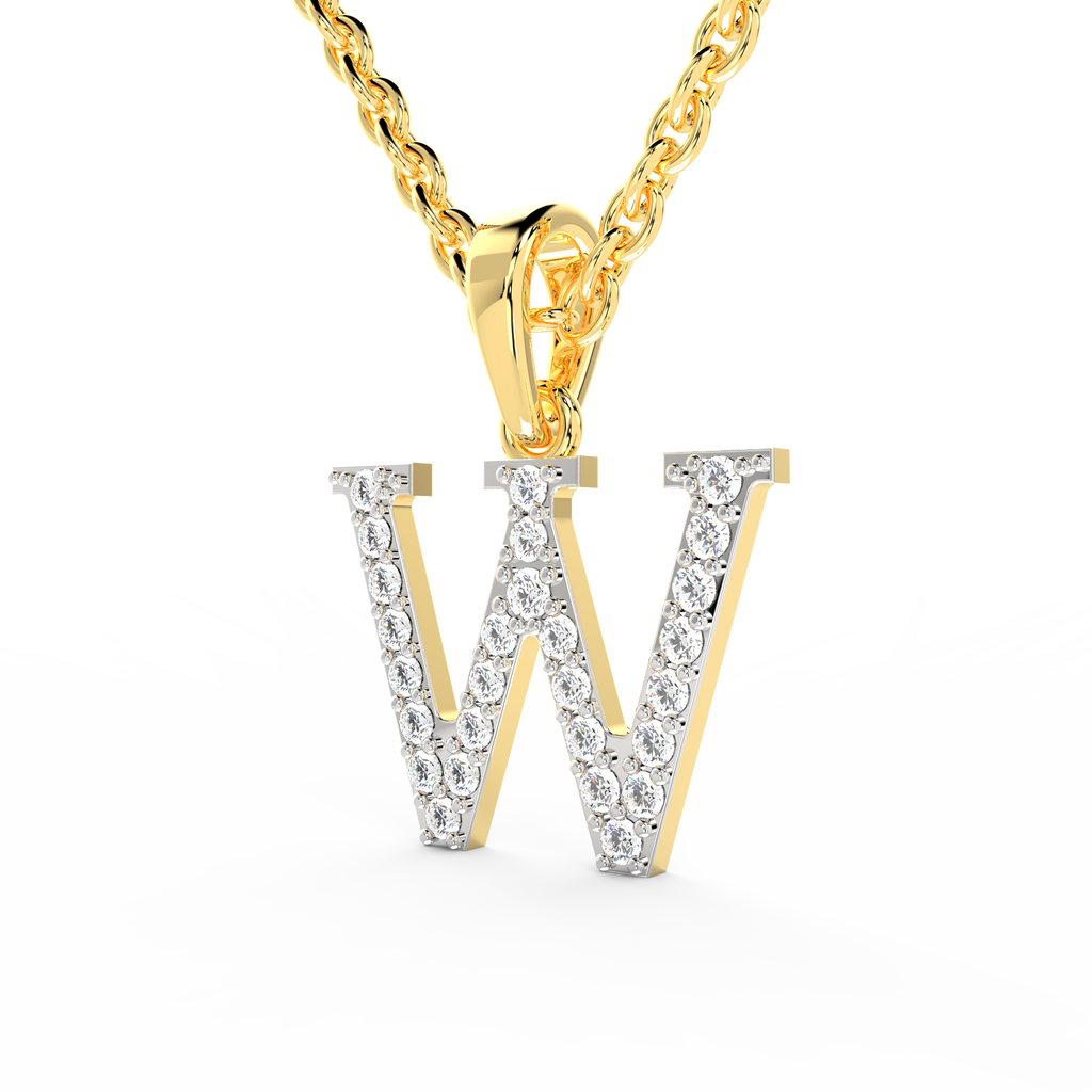 SPARQ Initial W Lab Grown Diamond Yellow Gold Plated Pendant