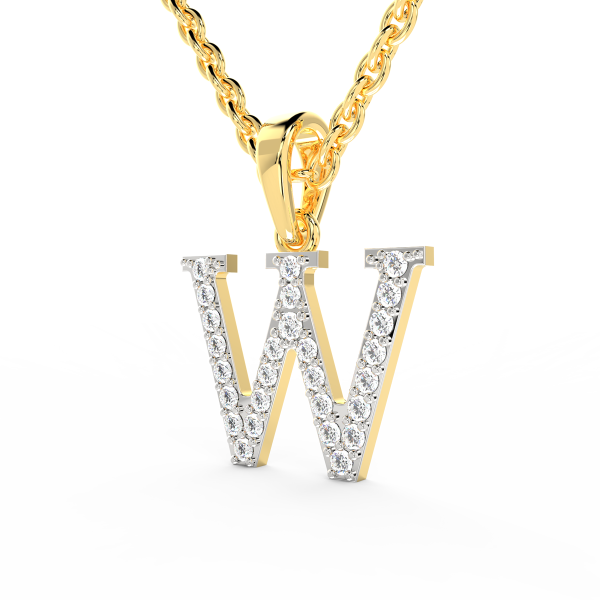SPARQ Initial W Lab Grown Diamond Yellow Gold Plated Pendant