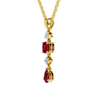 SPARQ Lab Grown Diamond Cushion Pear Red Stone Yellow Gold Plated Pendant