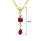 SPARQ Lab Grown Diamond Cushion Pear Red Stone Yellow Gold Plated Pendant
