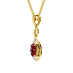 SPARQ Lab Grown Diamond Infinity Oval Red Stone Yellow Gold Plated Pendant