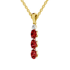 SPARQ Lab Grown Diamond Triple Oval Red Stone Yellow Gold Plated Pendant