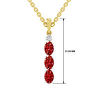 SPARQ Lab Grown Diamond Triple Oval Red Stone Yellow Gold Plated Pendant