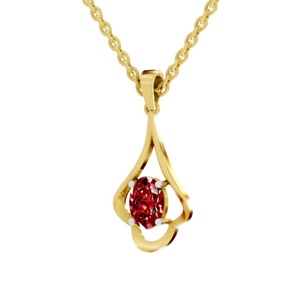 SPARQ Lab Grown Diamond Open Drop Red Stone Yellow Gold Plated Pendant