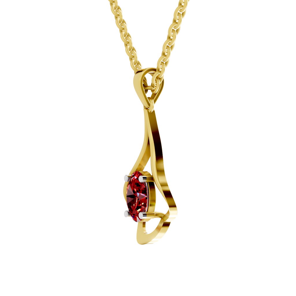 SPARQ Lab Grown Diamond Open Drop Red Stone Yellow Gold Plated Pendant