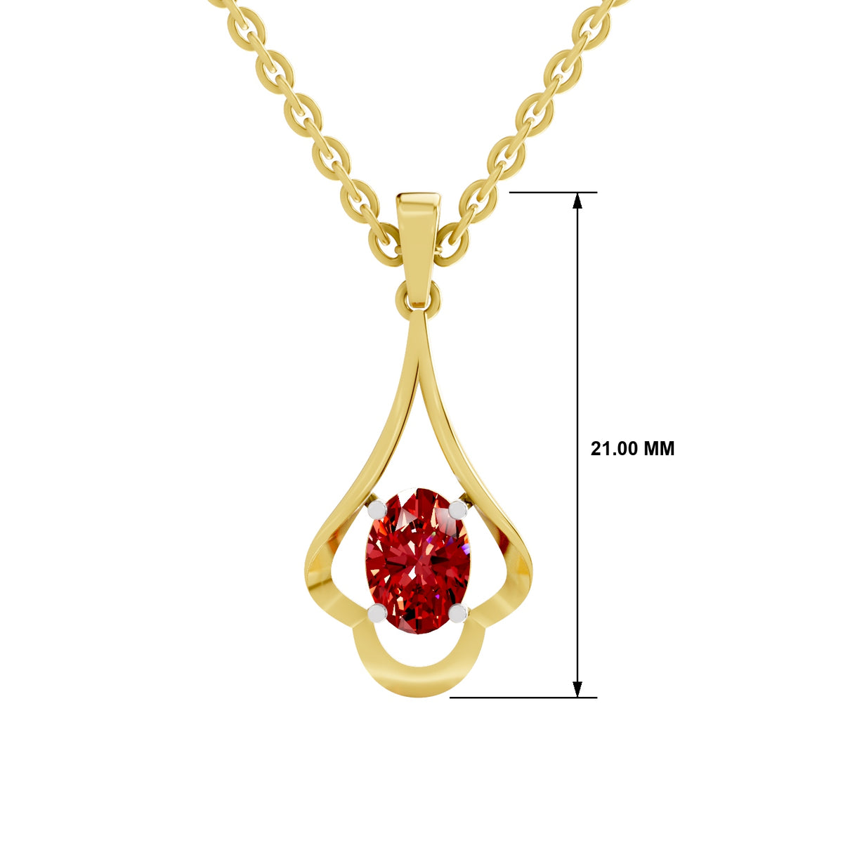 SPARQ Lab Grown Diamond Open Drop Red Stone Yellow Gold Plated Pendant
