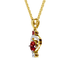 SPARQ Lab Grown Diamond Crescent Halo Red Stone Yellow Gold Plated Pendant