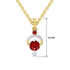 SPARQ Lab Grown Diamond Crescent Halo Red Stone Yellow Gold Plated Pendant