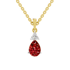 SPARQ Lab Grown Diamond Pear Red Stone Trio Yellow Gold Plated Pendant