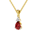 SPARQ Lab Grown Diamond Pear Red Stone Trio Yellow Gold Plated Pendant