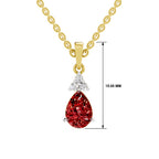 SPARQ Lab Grown Diamond Pear Red Stone Trio Yellow Gold Plated Pendant
