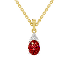 SPARQ Lab Grown Diamond Oval Red Stone Trio Yellow Gold Plated Pendant