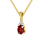 SPARQ Lab Grown Diamond Oval Red Stone Trio Yellow Gold Plated Pendant