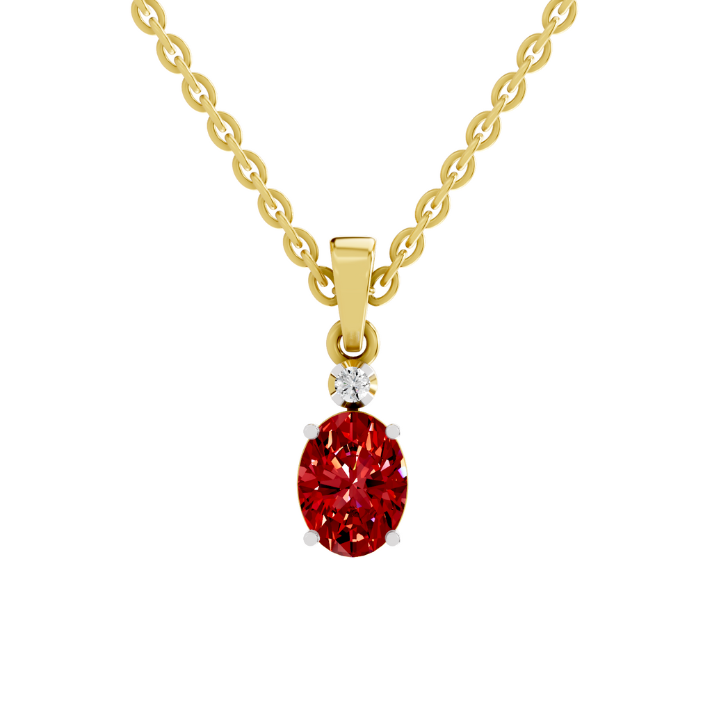 SPARQ Lab Grown Diamond Oval Red Stone Drop Yellow Gold Plated Pendant