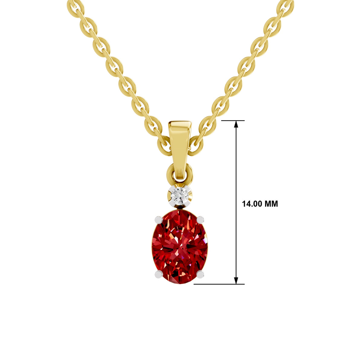 SPARQ Lab Grown Diamond Oval Red Stone Drop Yellow Gold Plated Pendant